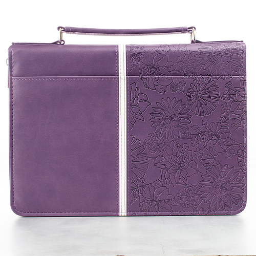 Medium Jer. 29:11 Purple Floral LuxLeather Bible Cover - Jeremiah 29:11