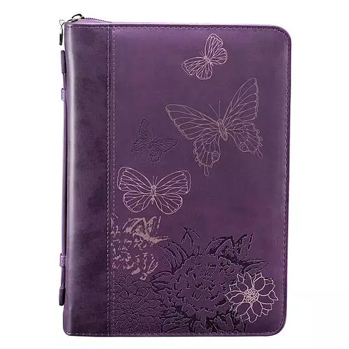 Medium Butterflies Purple LuxLeather Bible Cover