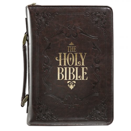 Medium The Holy Bible Dark Brown Faux Leather Classic Bible Cover