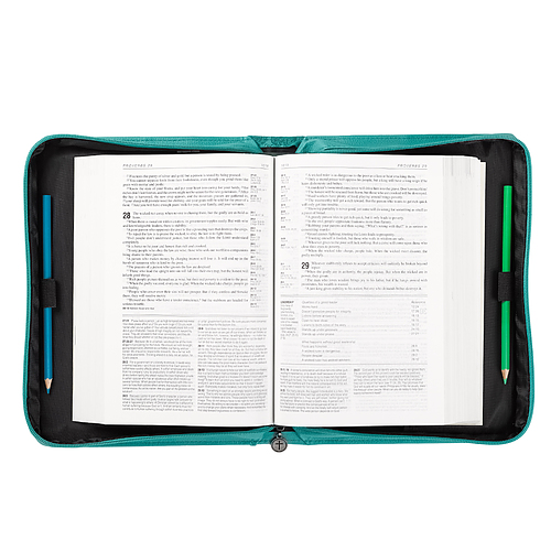 Medium Everlasting Love Turquoise Faux Leather Bible Cover - Jeremiah 31:3