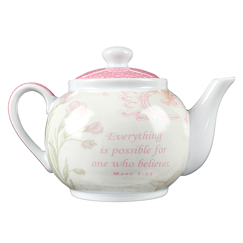 Teapot Pink Butterfly Believe Pink Mark. 9:23