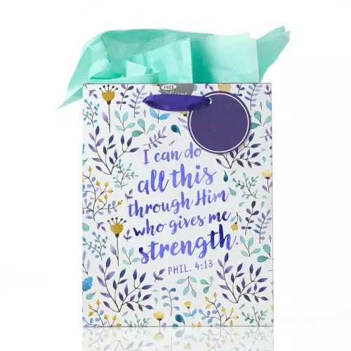 Gift Bag MD Purple/Teal Can Do All This Phil. 4:13