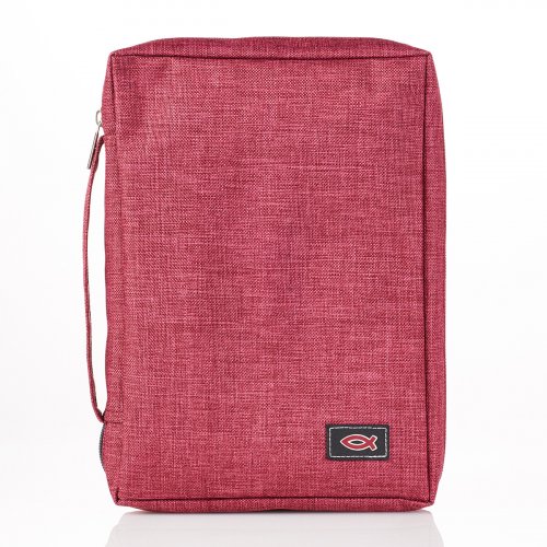 Medium Jesus Fish, Red Canvas Bible Cover