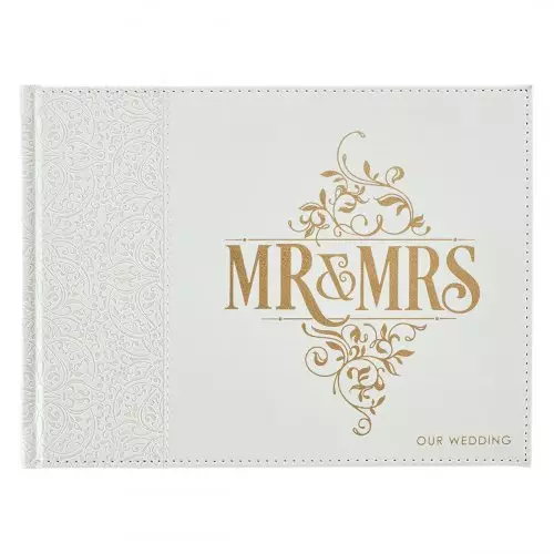 Guest Book White/Gold Mr. & Mrs. Our Wedding