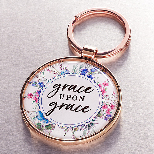 Grace upon Grace Keyring in Tin