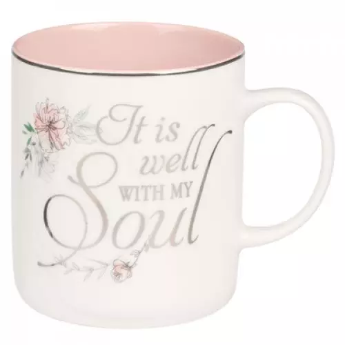 Mug White/Pink Floral It Is Well