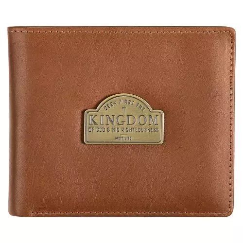Wallet Leather Brown Seek First the Kingdom Badge Matt. 6:33