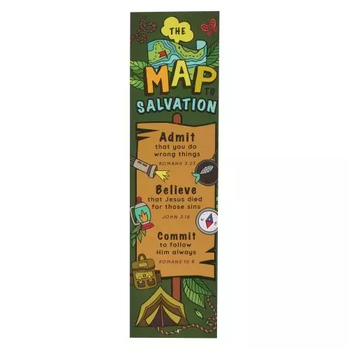 Bookmark-Green Map to Salvation Rom. 10:9 (Pack Of 10)