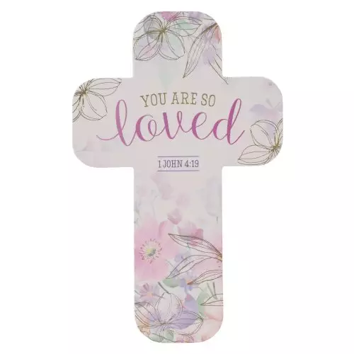 Purple Floral You are Loved 1 John 4:19 (Pack Of 12) Cross Bookmarks