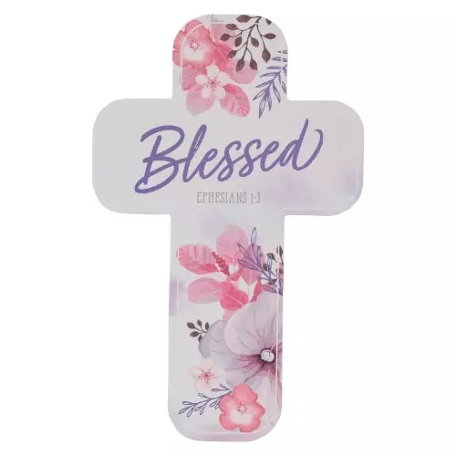 Purple Floral Blessed Eph. 1:3 (Pack Of 12) Cross Bookmarks