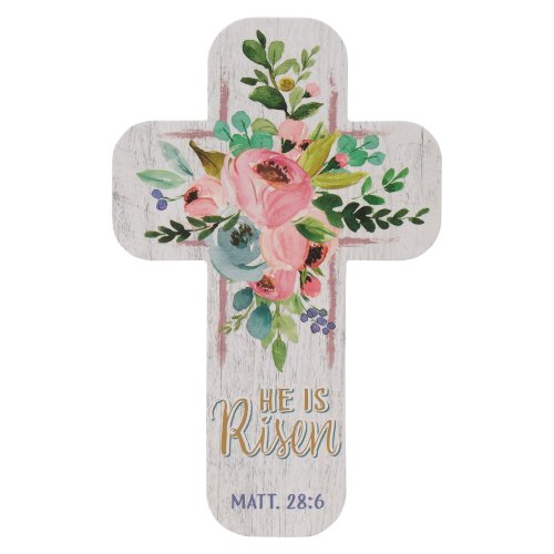Bookmark-Cross Floral He is Risen Matt. 28:6 (Pack Of 12)