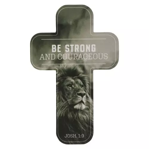 Bookmark-Cross Lion Strong & Courageous Josh. 1:9 (Pack Of 12)