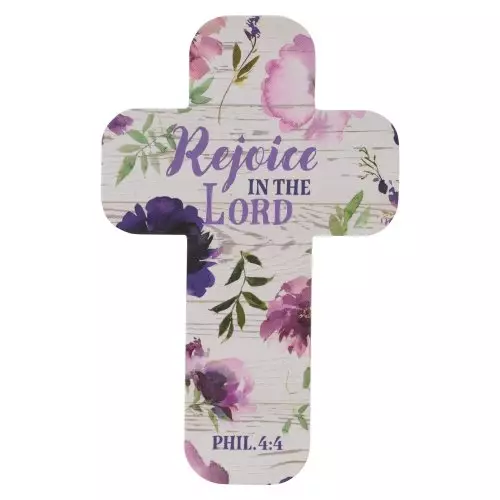 Purple Floral Rejoice in the Lord Phil. 4:4 (Pack Of 12) Cross Bookmarks