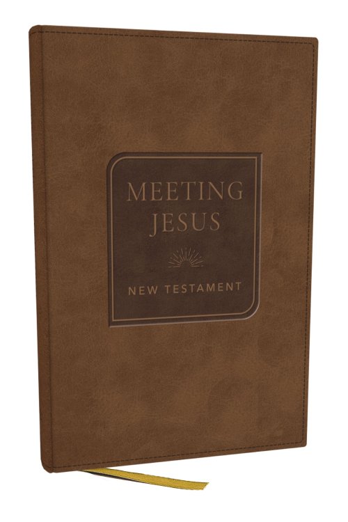 NKJV Meeting Jesus New Testament, Brown Leathersoft, Red Letter, Comfort Print