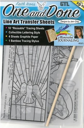One and Done Bible Journaling Line Art Transfer - Faith Icon