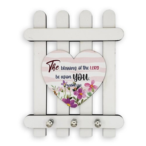 Wooden Key Holder – "The blessing of the Lord be upon you" (Psalm 129:8)