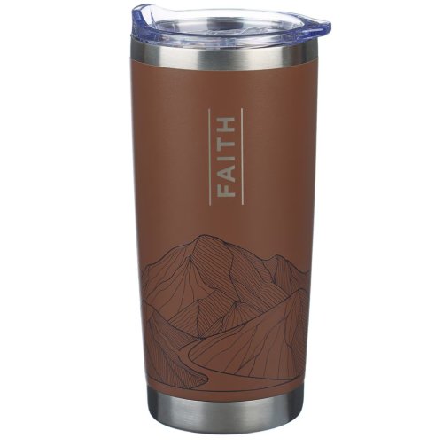 Faith Brown Stainless Steel Travel Tumbler - Matthew 17:20