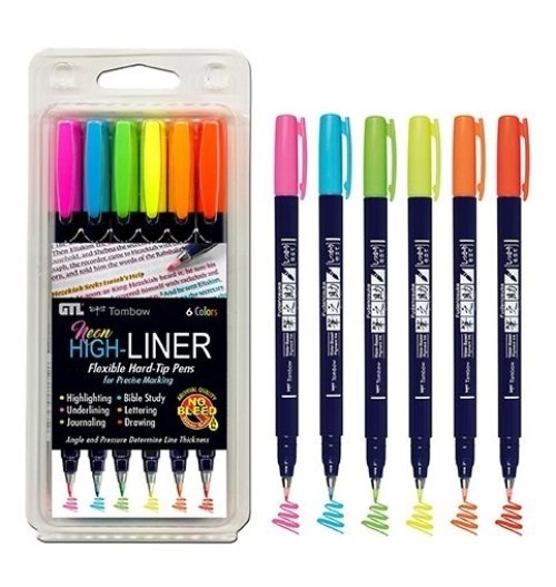 Neon Highlighter Hard-Tip (Set of 6)