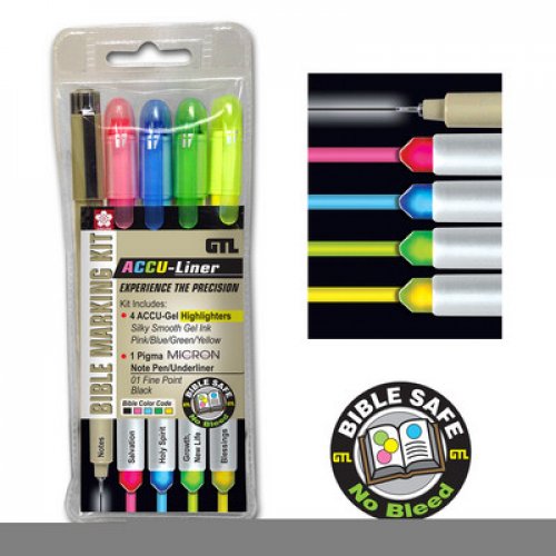 Accu-Gel Bible Highlighters Study Kit, 1 Each of 6 Colors, Mardel