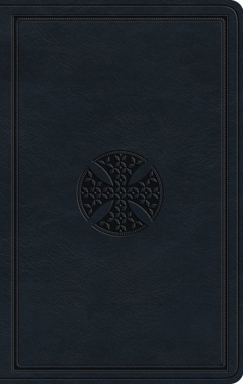 ESV Large Print Value Thinline Bible (TruTone, Navy, Mosaic Cross Design)