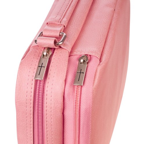 Two-fold Pink Faux Leather Organiser Bible Cover - Extra Large