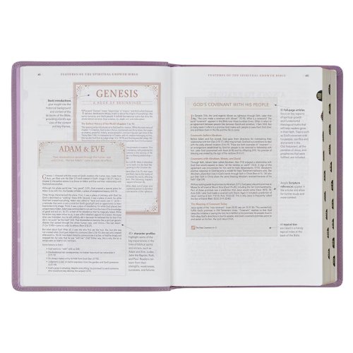 NLT Plum Floral Faux Leather Spiritual Growth Bible