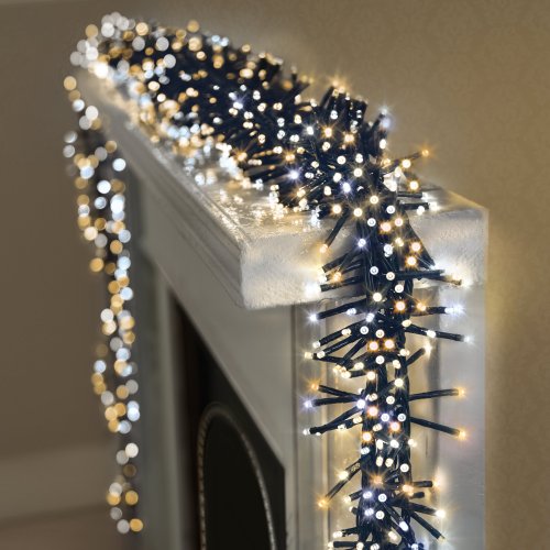 960 Multi-Action LED Cluster Bright Lights with Timer in Mixed Warm White & White (Green Cable)