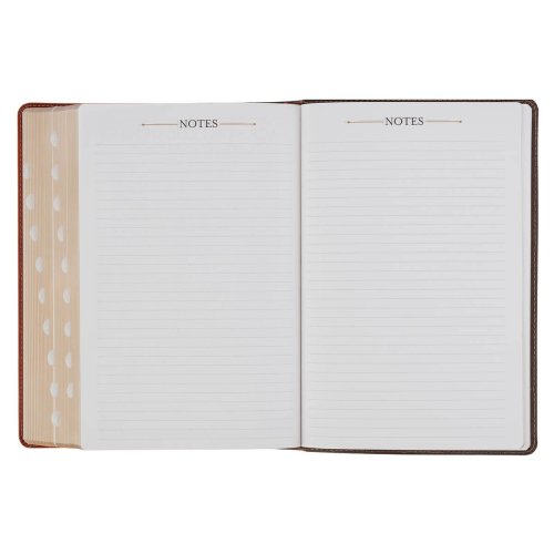 KJV Dark Brown and Honey Brown Faux Leather Large Print King James Version Study Bible with Thumb Index