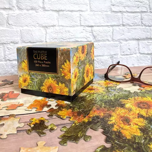100 Pc Cube Jigsaw - Monet Sunflowers