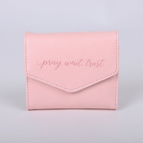 Women's Wallet Pray Wait Trust Pink Leather-Look