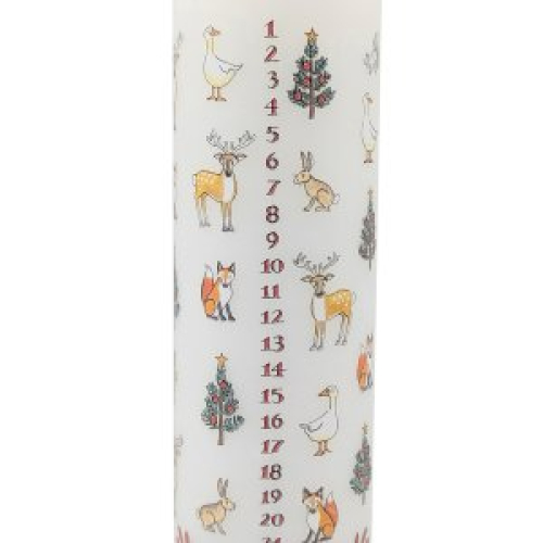 20cm Winter Wildlife Pillar Advent Candle - Single