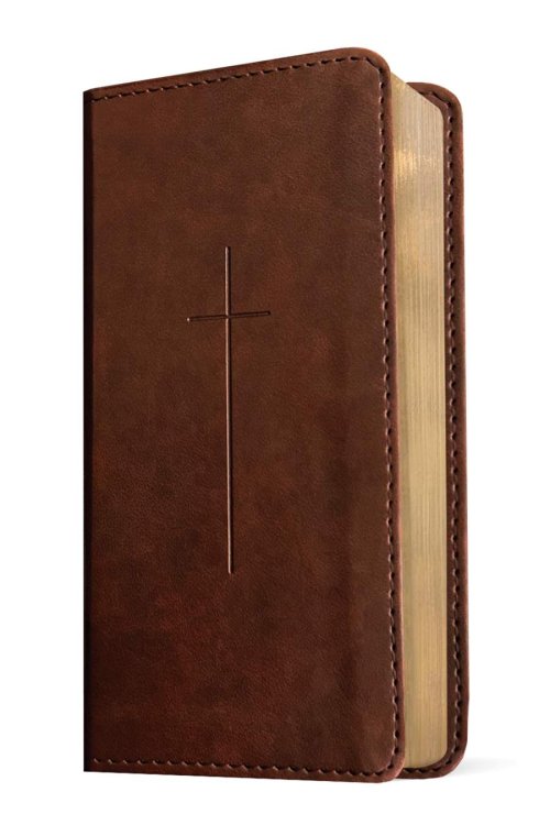 NLT Pocket Thinline Bible, Filament Enabled (LeatherLike, Brown Cross, Red Letter)