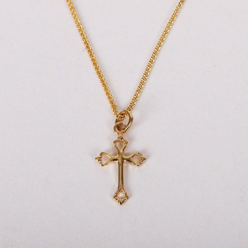 16-18" Gold Over Sterling Silver Cutout Cross Necklace