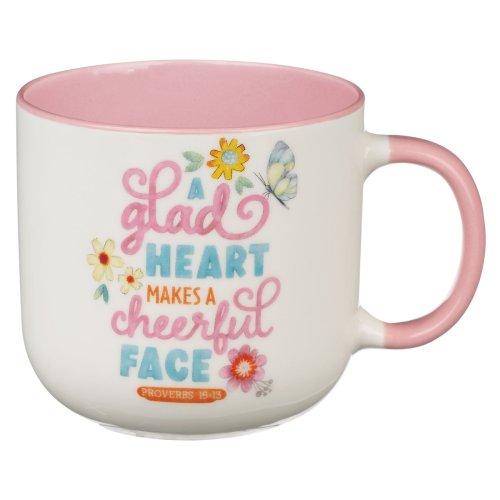 Mug Pink A Glad Heart Makes A Cheerful Face Prov. 15:13