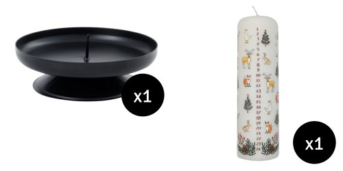 20cm Winter Wildlife Pillar Advent Candle & Pillar Candle Holder