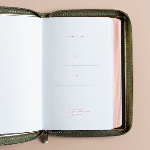 CSB Personal Size Bible, Holman Handcrafted Collection, Zipper Closure, Marbled Olive Premium Calfskin