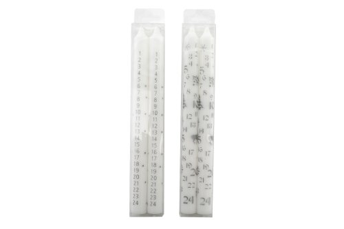 Pack of 2 White and Silver Advent Candles