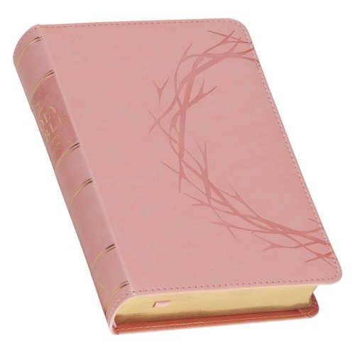 KJV Crown of Thorns Pink faux Leather Large Print Compact King James Bible