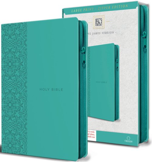 KJV Holy Bible, Large Print Handy Size, Aquamarine Prem Leat