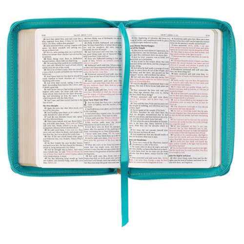KJV Bible Compact Faux Leather, Teal w/zipper