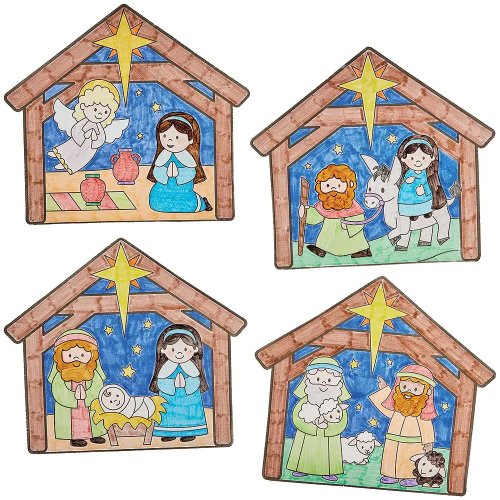 Nativity Colour-In Window Decorations - Pack of 16