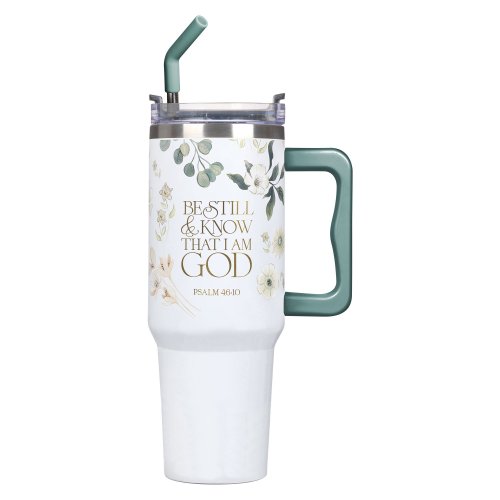 Tumbler w/straw SS Green Ps. 46:10