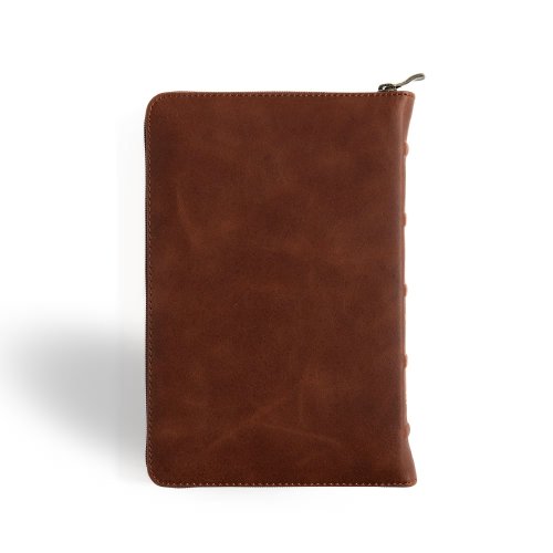 CSB Personal Size Bible, Holman Handcrafted Collection, Zipper Closure, Marbled Tan Premium Calfskin