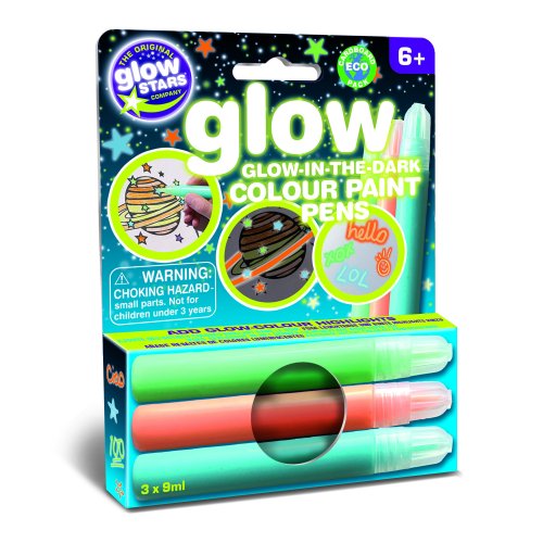 Glow-in-the-Dark Colour Paint Pens, three pens