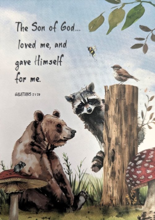 The Son of God Loved Me (Racoon) Bible Card