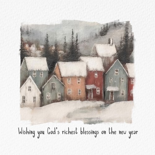 Village in the Mountains New Year Card