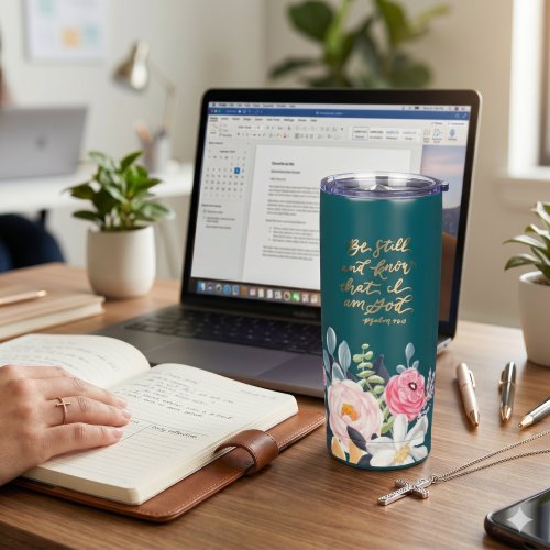 Tumbler SS Teal Be Still Ps. 46:10