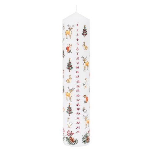 25cm x 5cm Winter Wildlife Pillar Advent Candle - Single