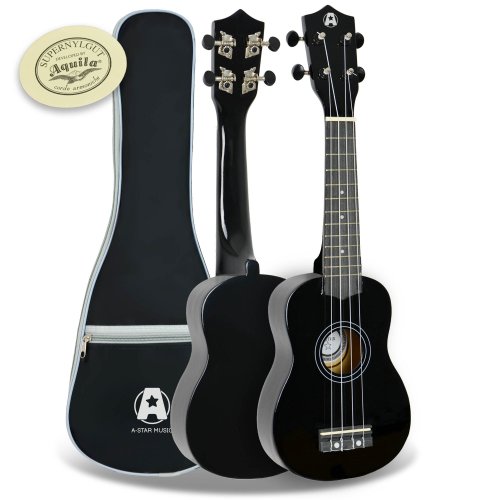 Rocket Series Soprano Black Ukulele With Bag
