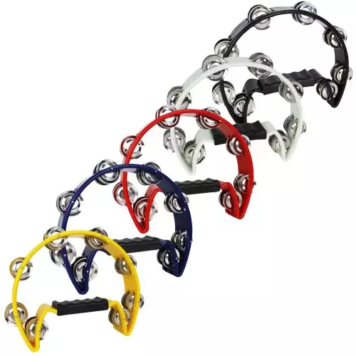 Pack of 10 Half Moon Assorted Colour Tambourine